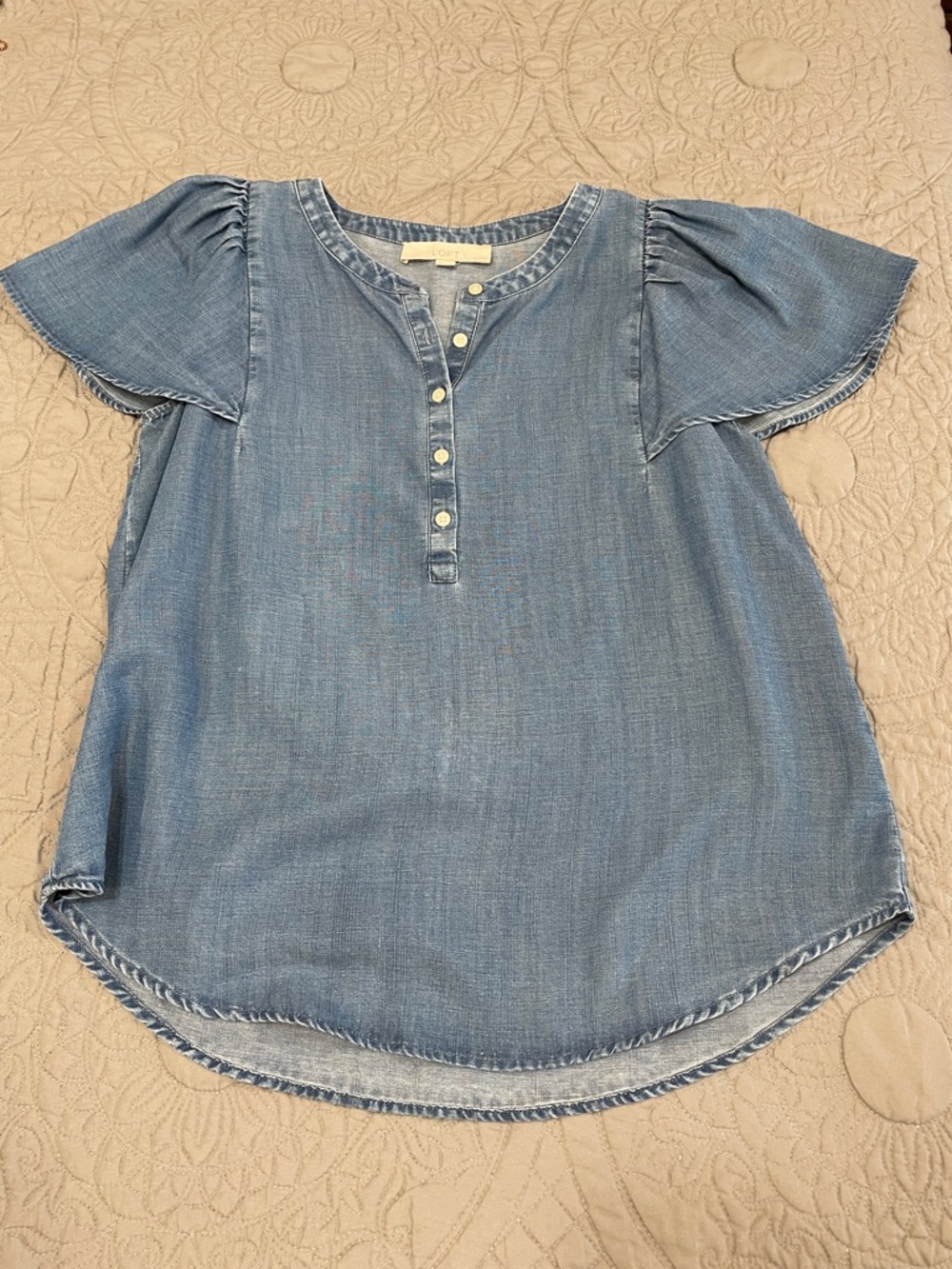 LOFT Chambray Top in Light Blue MP